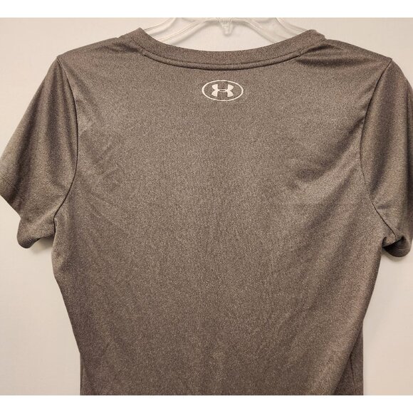 Under Armour Heat Gear V-Neck Shirt Short Sleeve Athletic Gray Womens Medium EUC - Picture 6 of 9